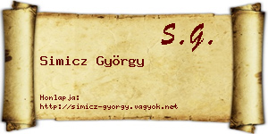 Simicz György névjegykártya